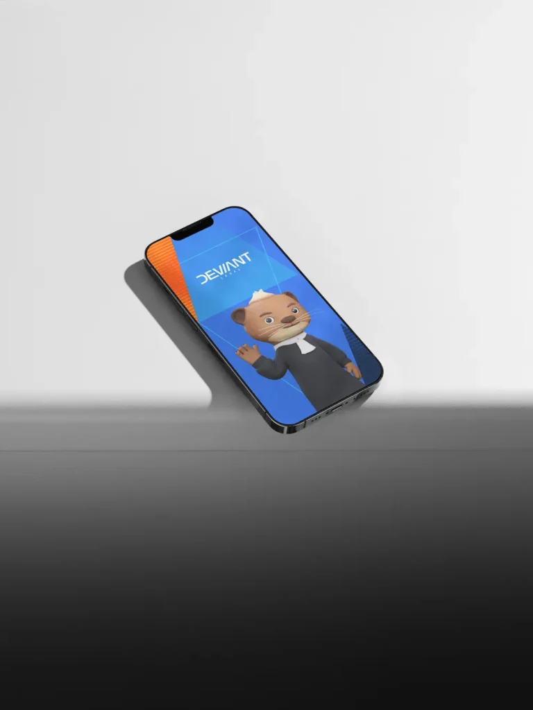 Smartphone displaying Deviant Legal’s mascot Otto the Otter on a blue background.