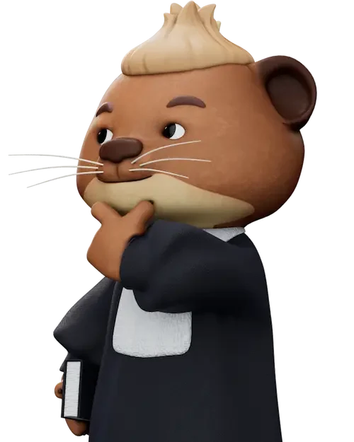 Otto the Otter holding a book and thinking with a hand on his chin.